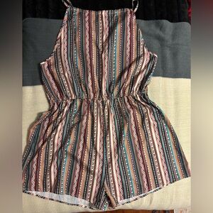 SHEIN Multicolor Striped Tribal Print Romper